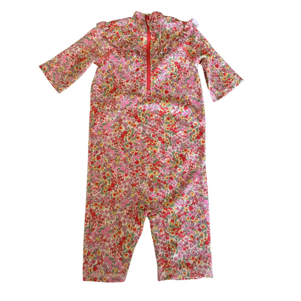 Baby Boden Floral Ruffle One-Piece Rashguard - Picture 2 of 7